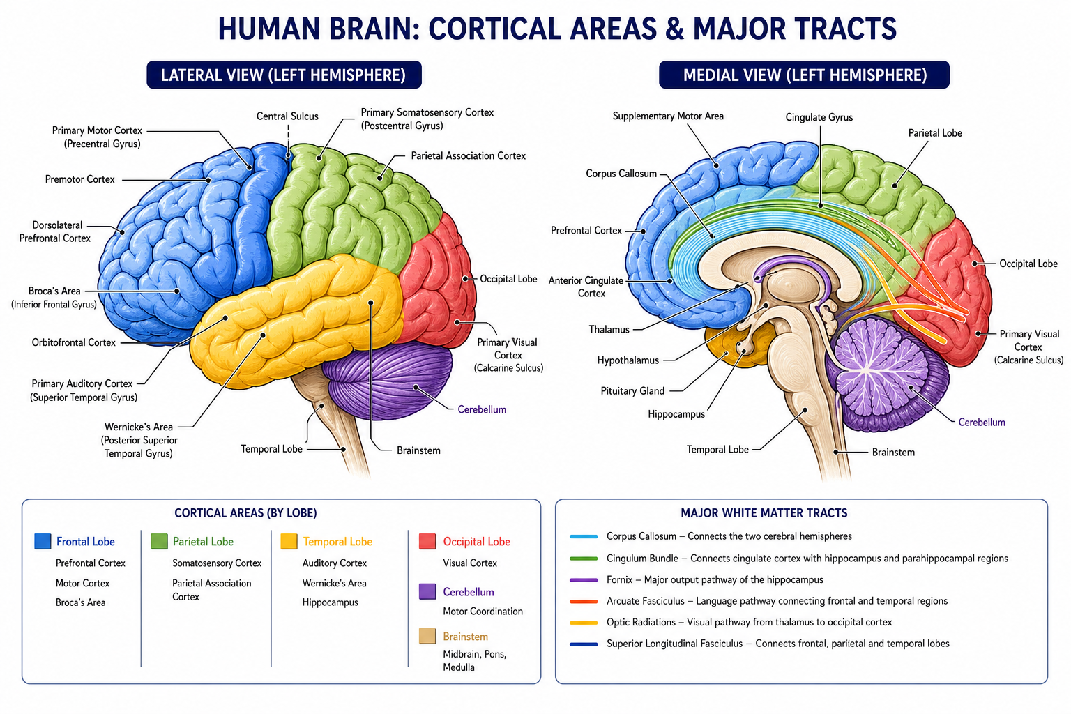 Neuroscience Brain Regions Different Occipital Diagram